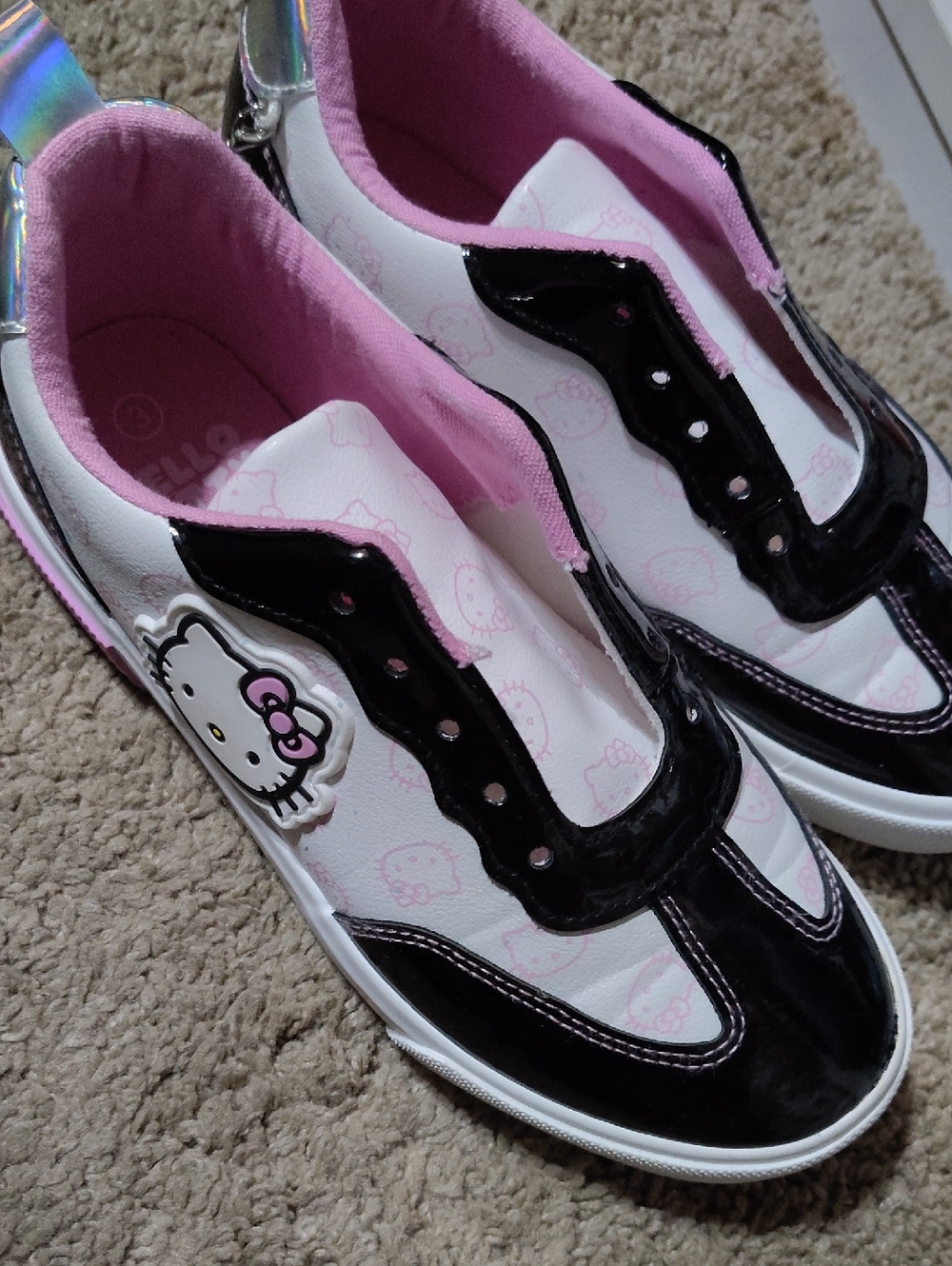 Hello Kitty Pink & Black Slip-On Sneakers Size 3 $65